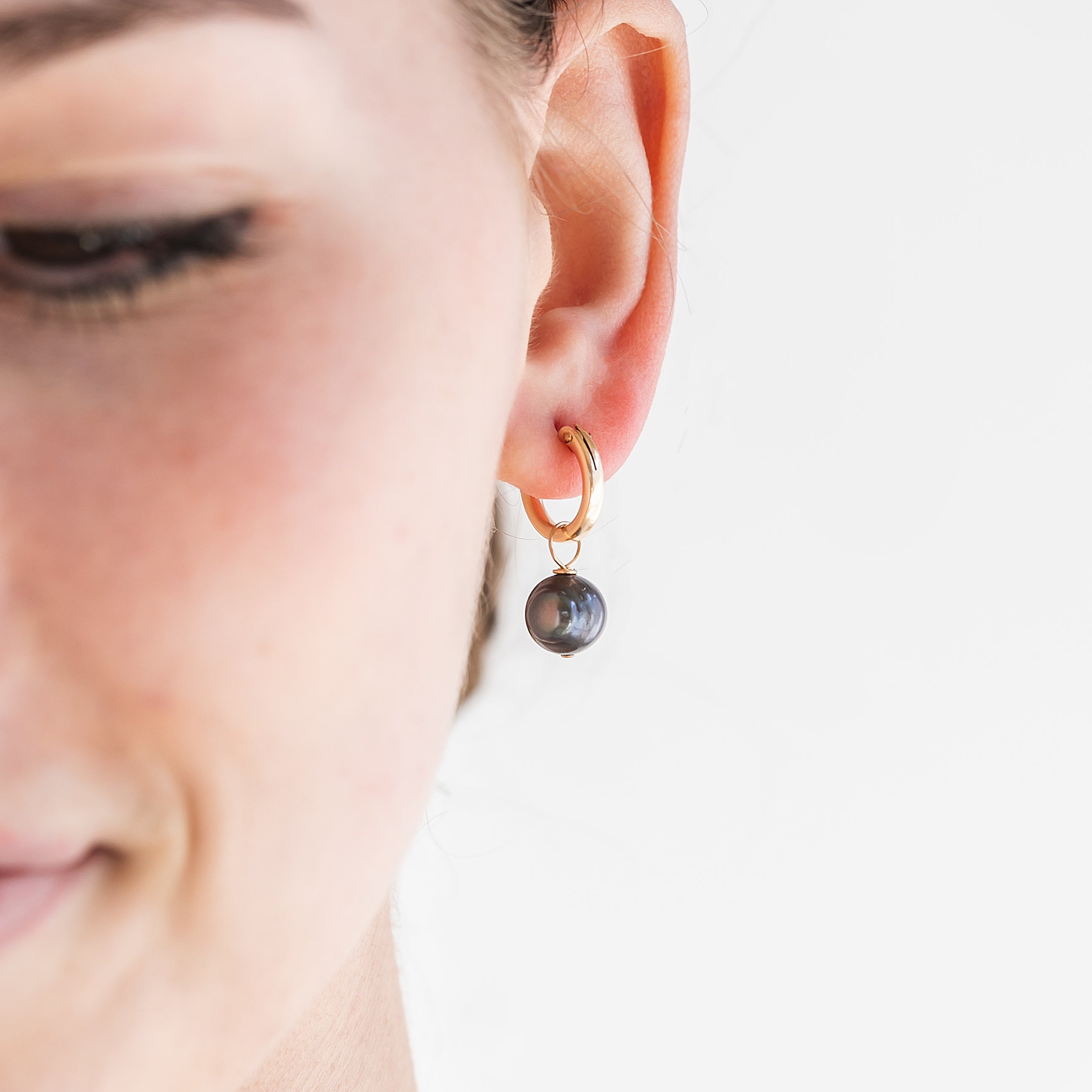 Penelope】14k バロックパール フープピアス パール取り外し可能 Black