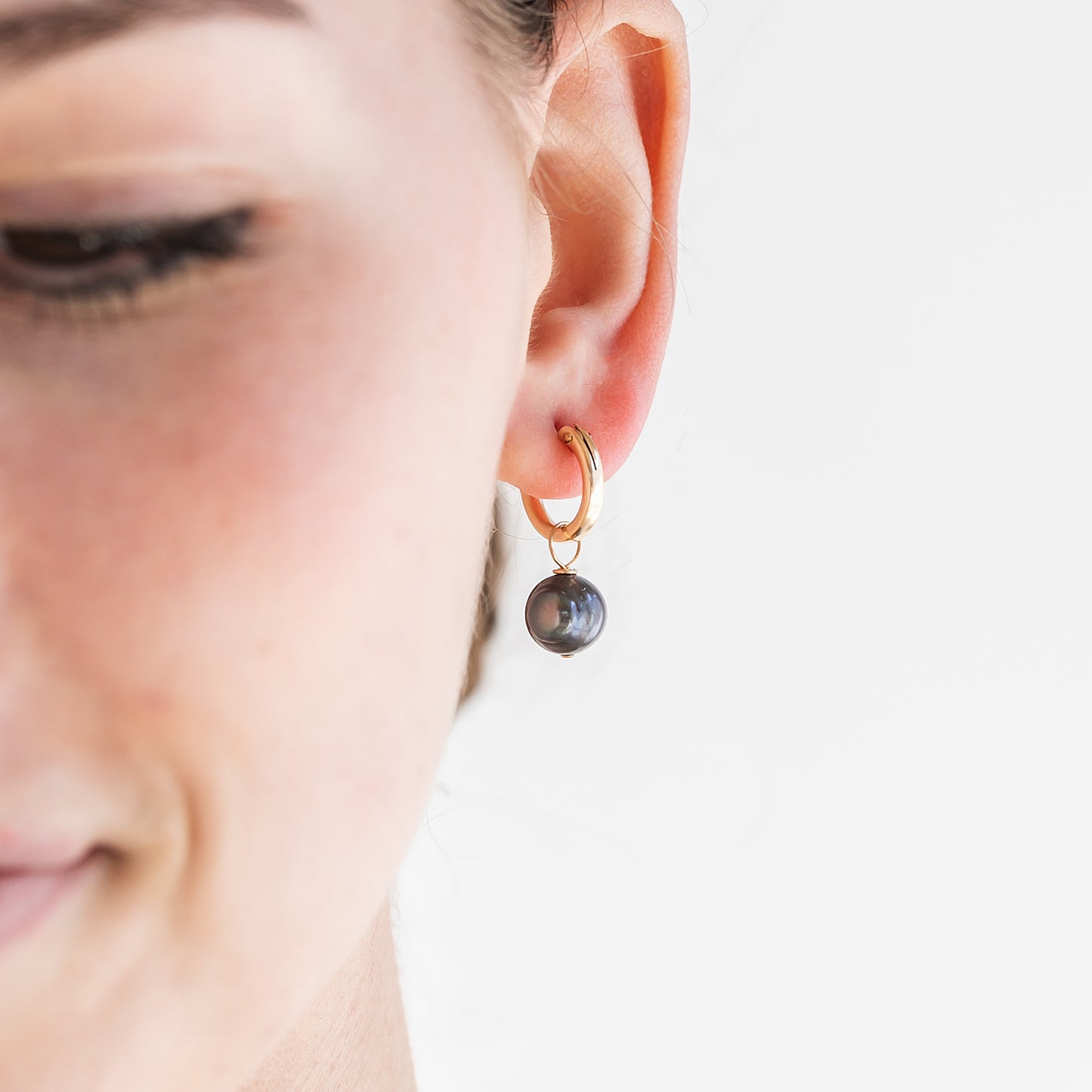 【Penelope】14k バロックパール フープピアス　パール取り外し可能  Black/White