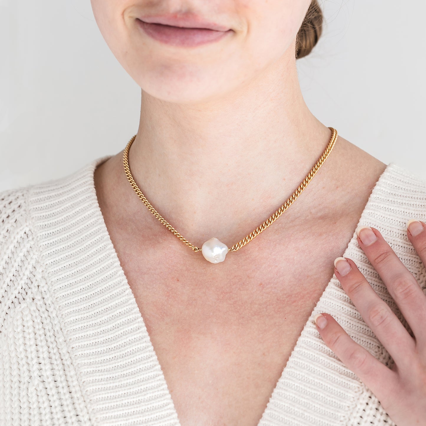 【Selene】バロックパール キューバチェーンネックレス