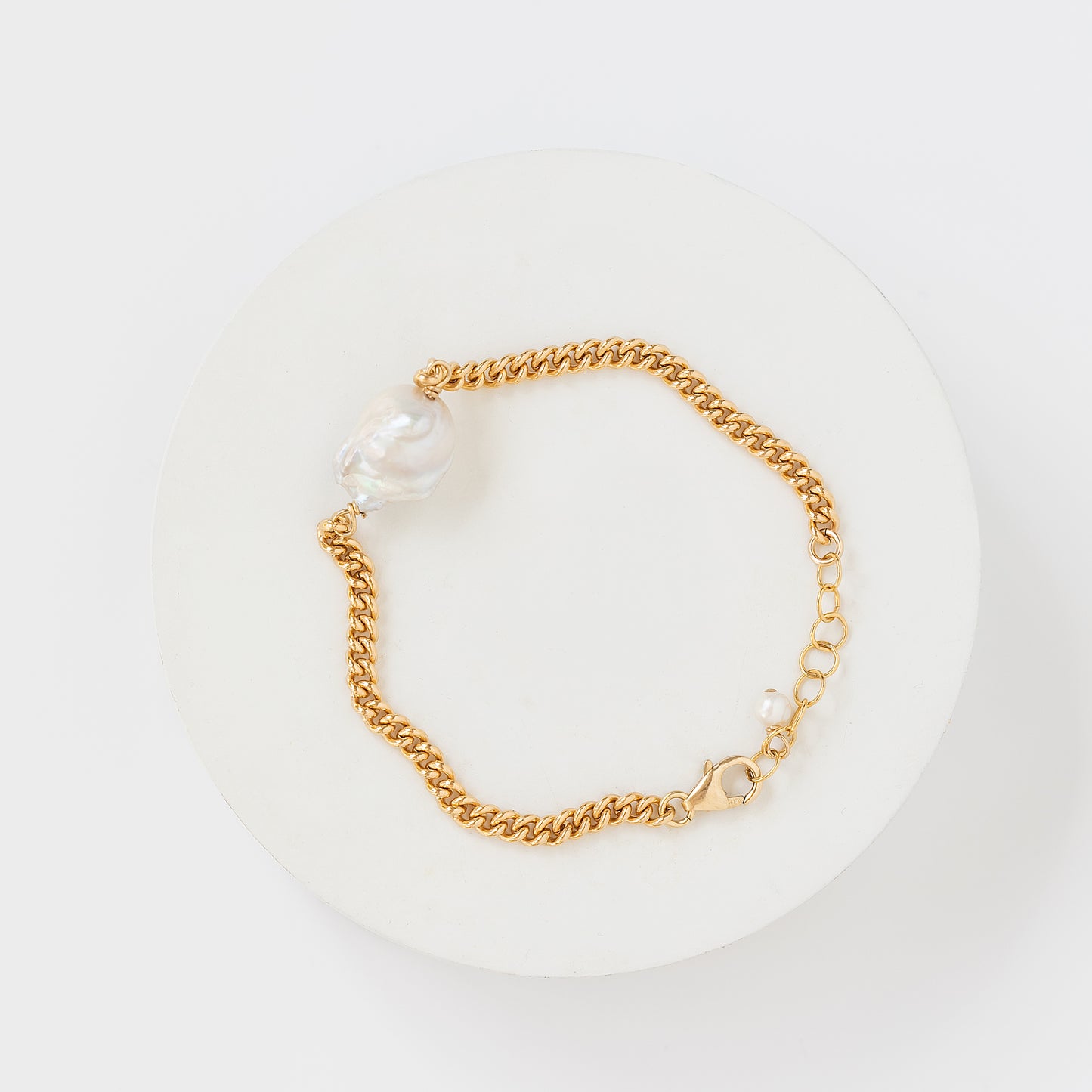 【Selene】バロックパール キューバチェーンブレスレット