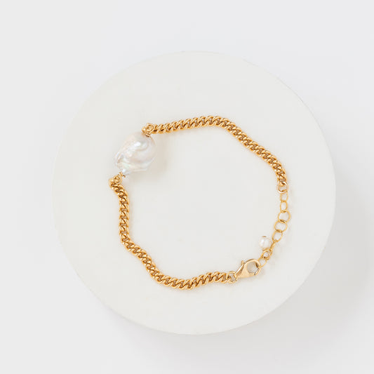 【Selene】バロックパール キューバチェーンブレスレット