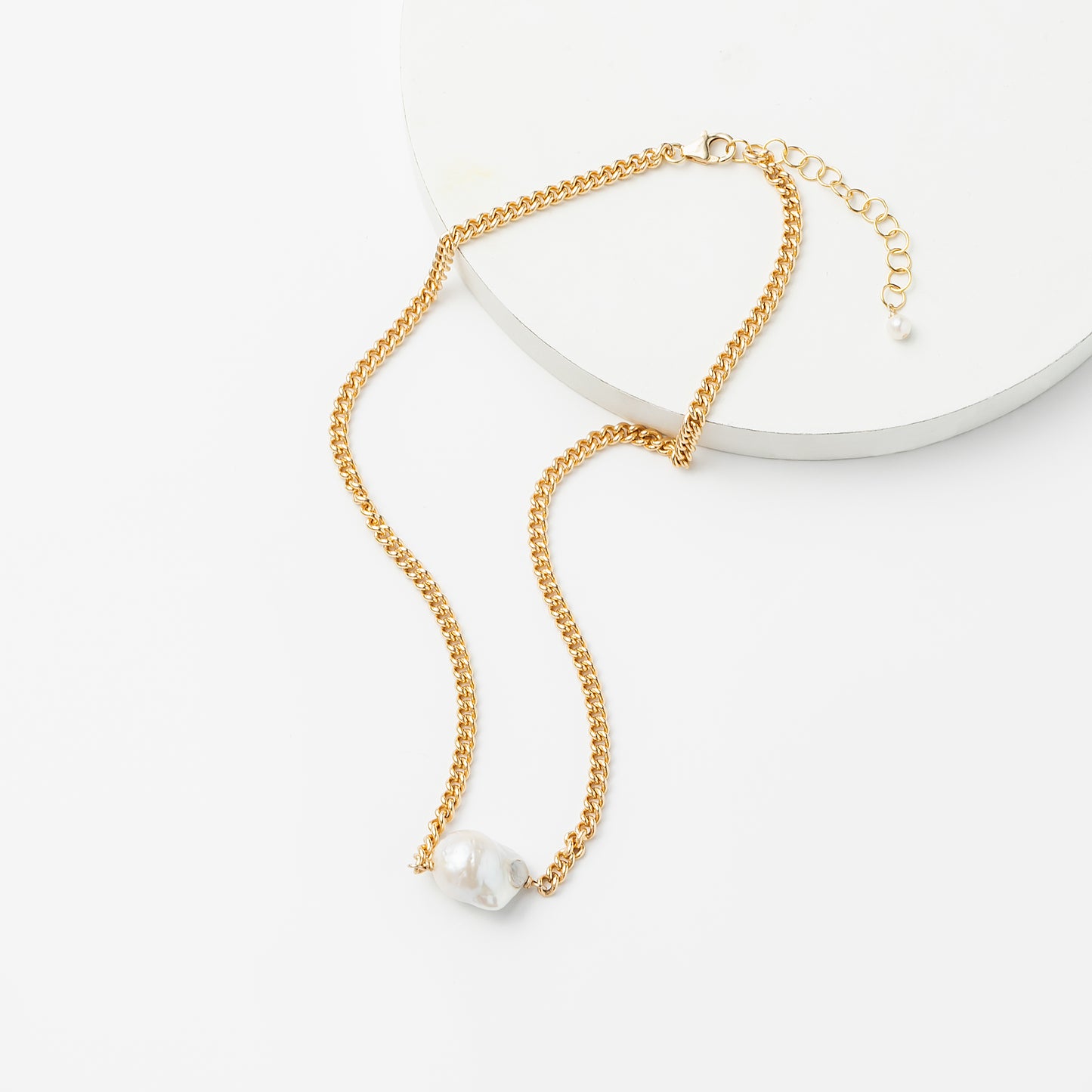 【Selene】バロックパール キューバチェーンブレスレット